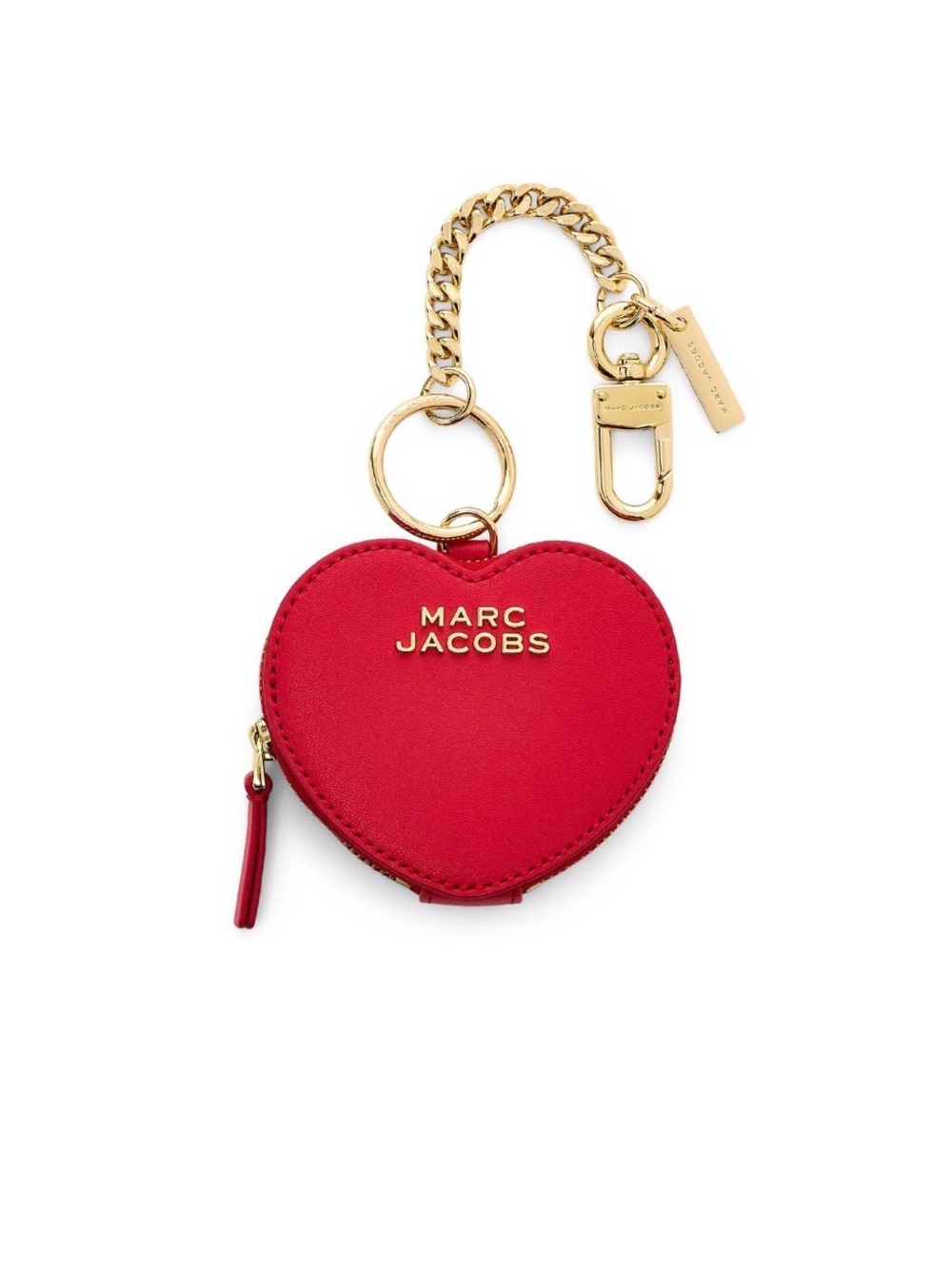 Marc Jacobs Red Heart Keyring Coin Pouch with Gold Hardware
